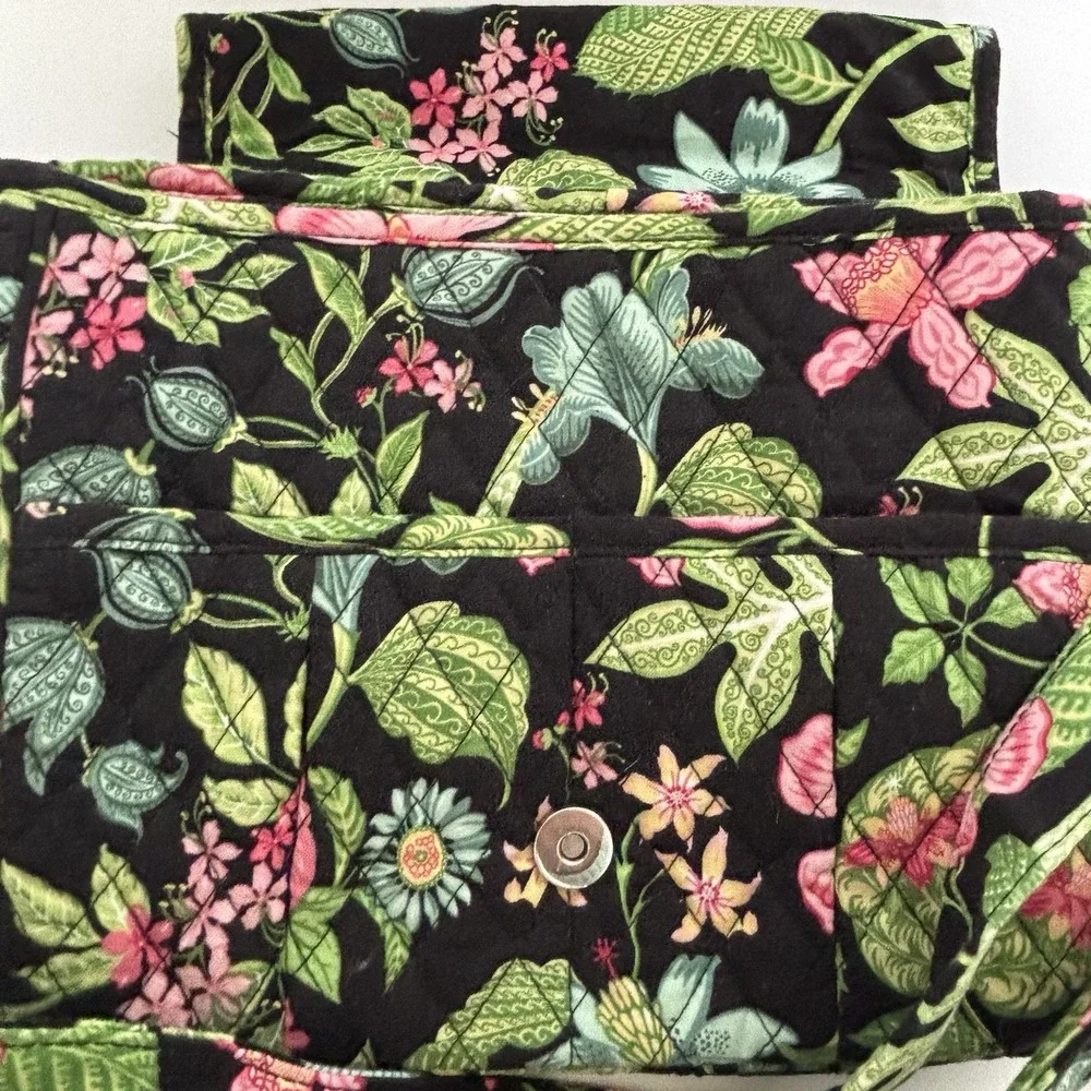Vera Bradley Lindsay Botanica Crossbody Bag Green Black Floral‎ Shoulder Purse
